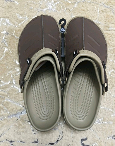 Crocs men brown beige slip - men's, brown/beige