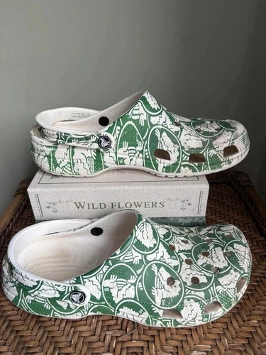 Crocs classic green white - green,