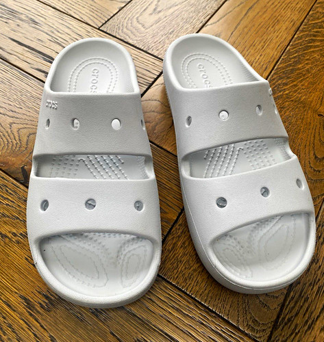 Crocs grey slider sandals - crocs,